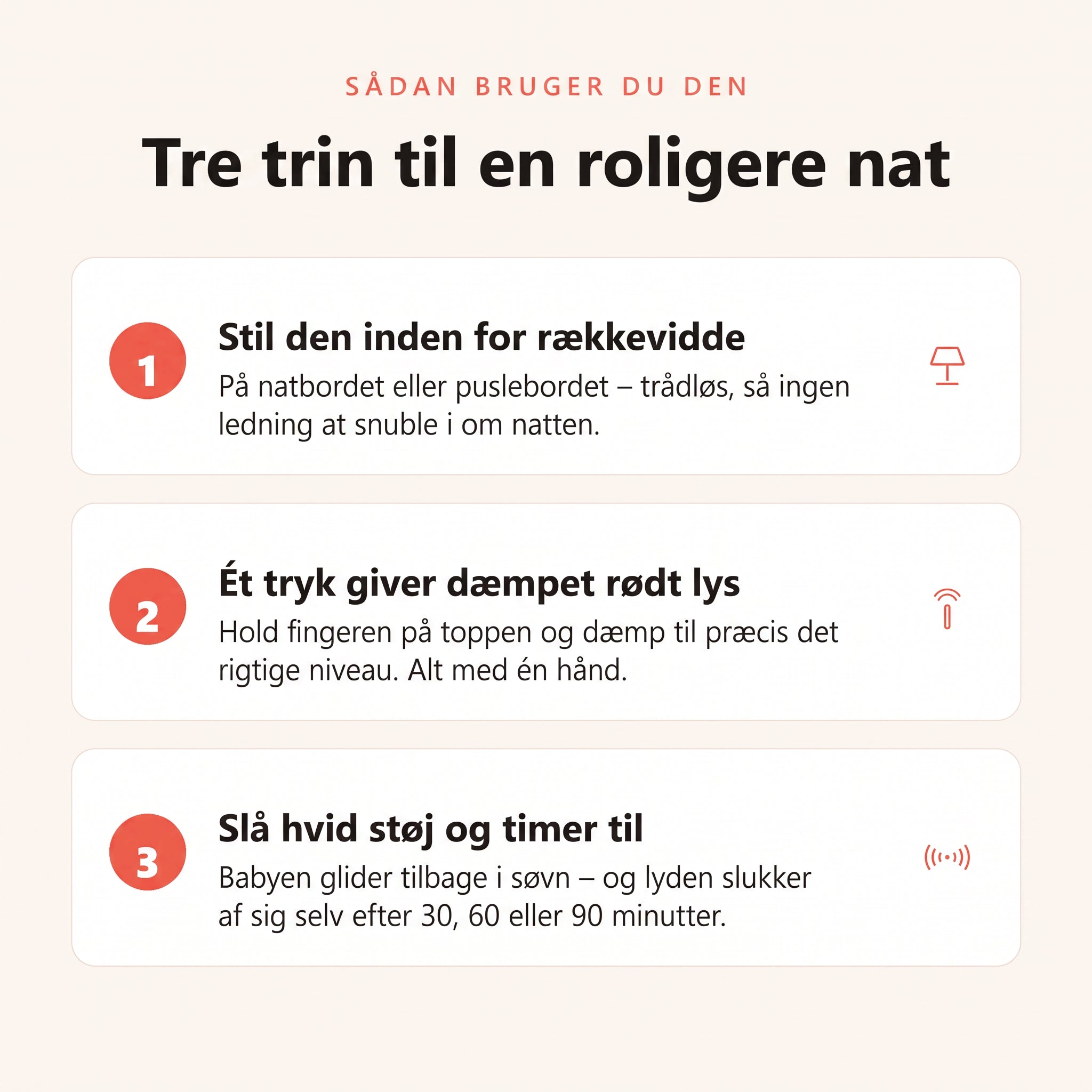 Sådan bruger du Lysro Ammelampe i tre trin