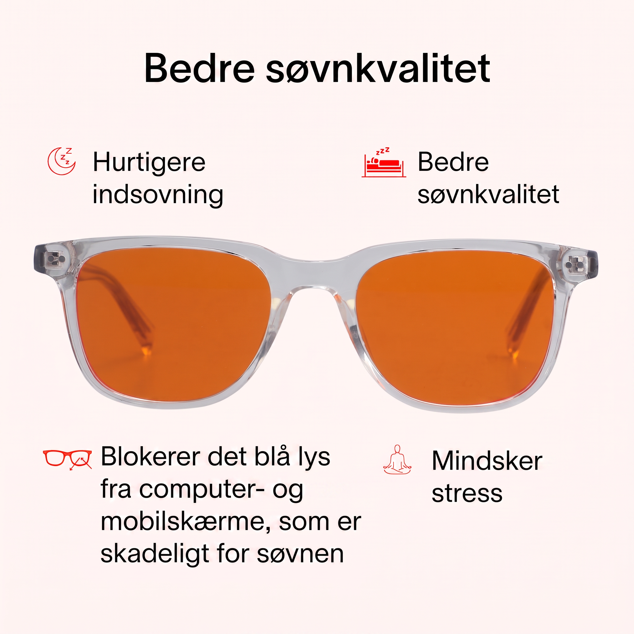 Lysro™ Blålysbriller for bedre søvn – orange/krystal