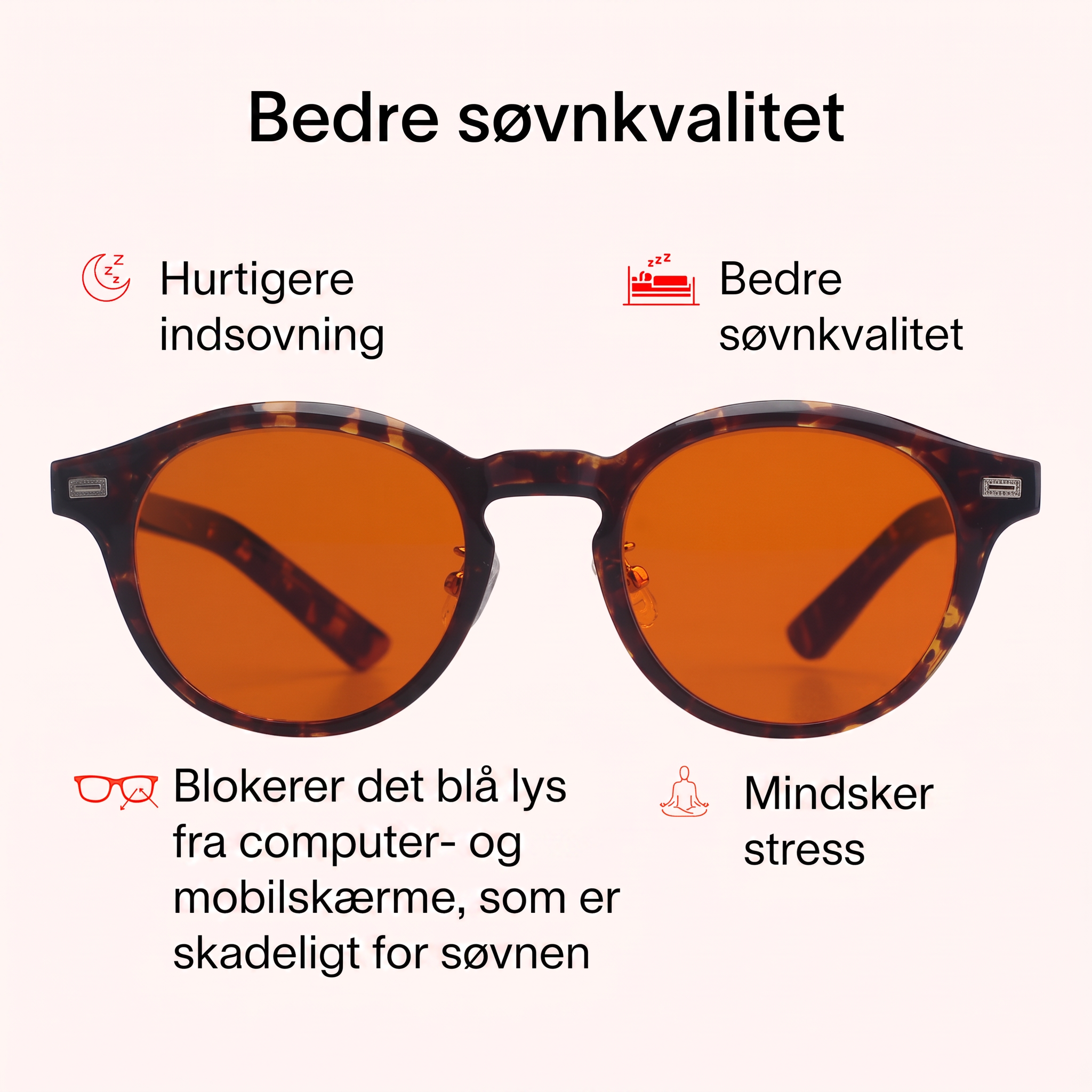 Lysro™ Blålysbriller for bedre søvn – rund orange