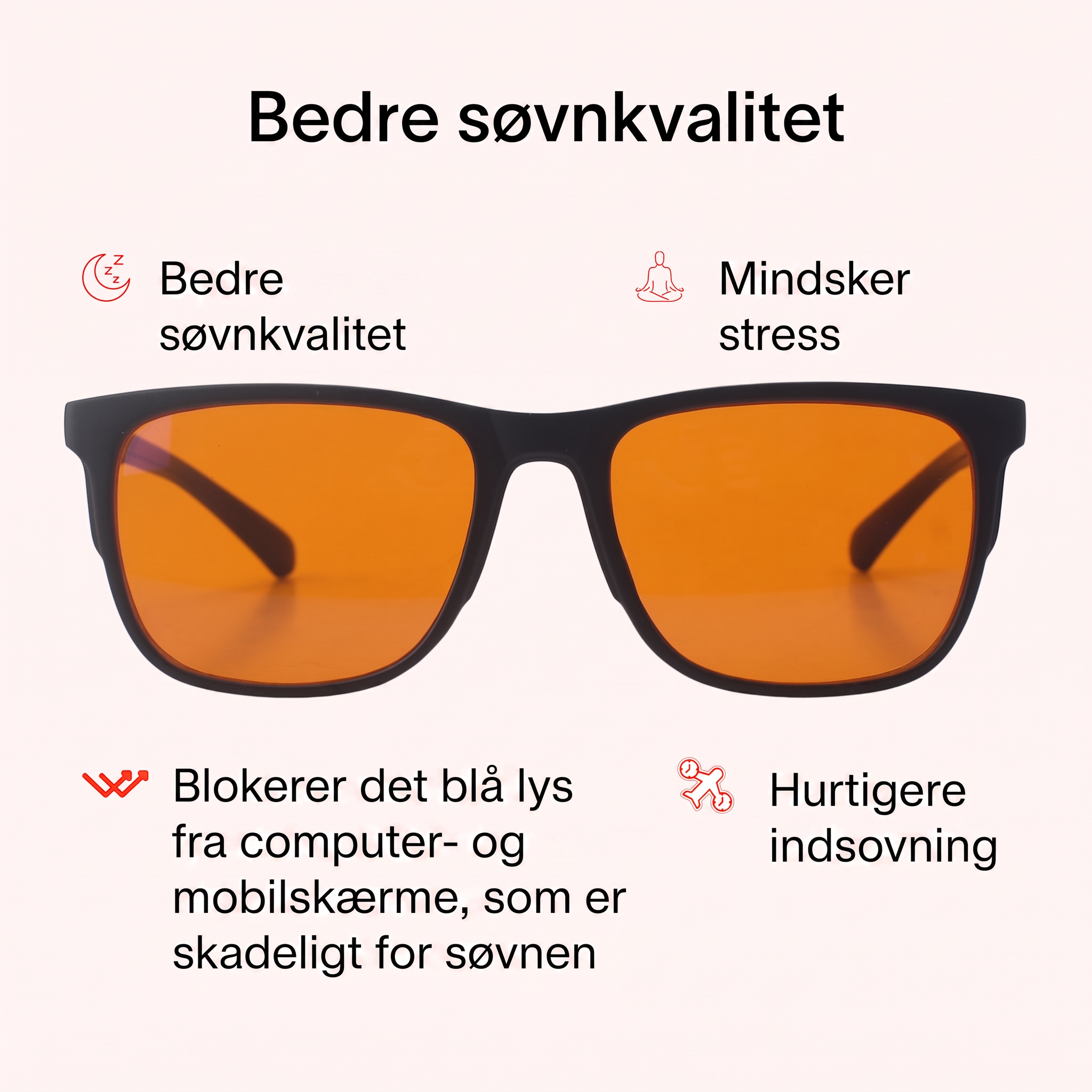 Lysro™ Blålysbriller for bedre søvn – orange/sort