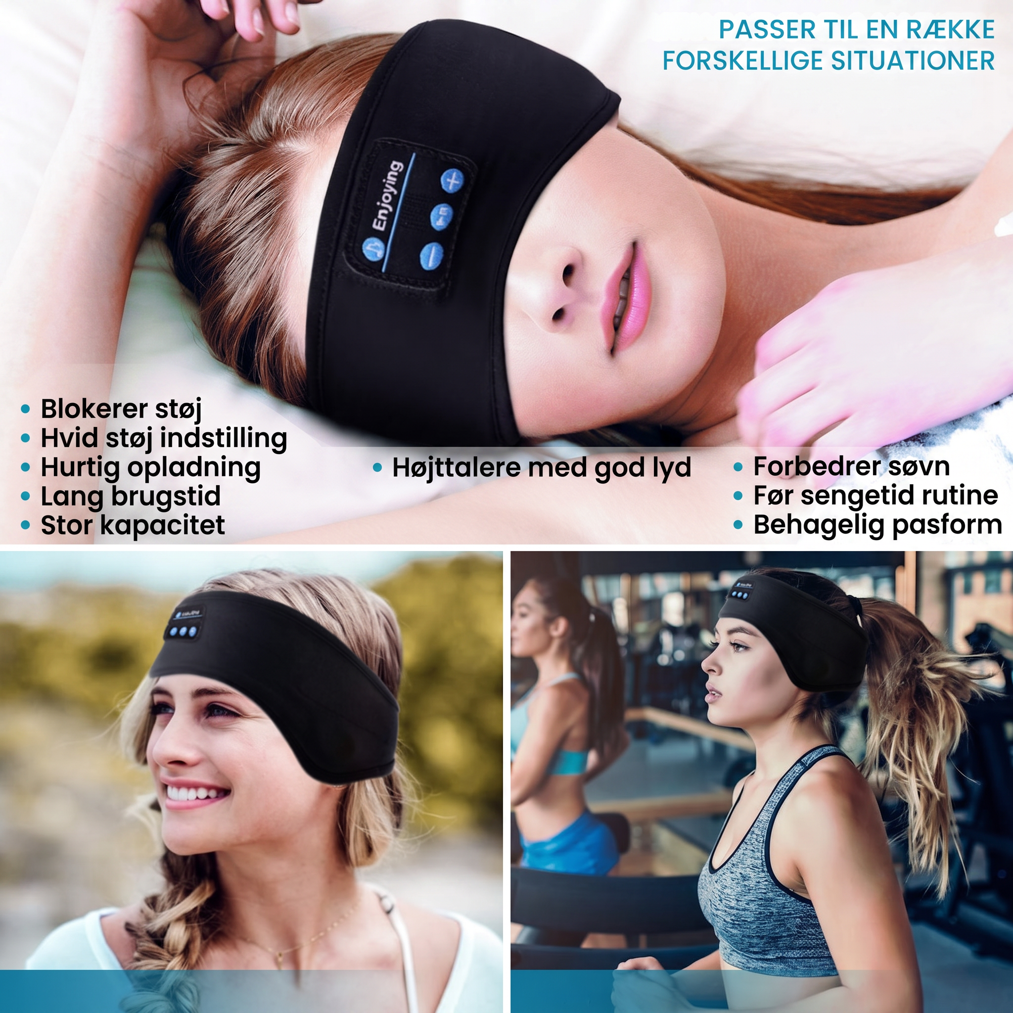 Lysro™ Søvn-Pandebånd med Bluetooth – Sort